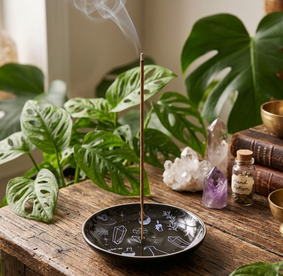 Altar de la Hechicera de Cristal – Porta Incienso Ritual Witchy