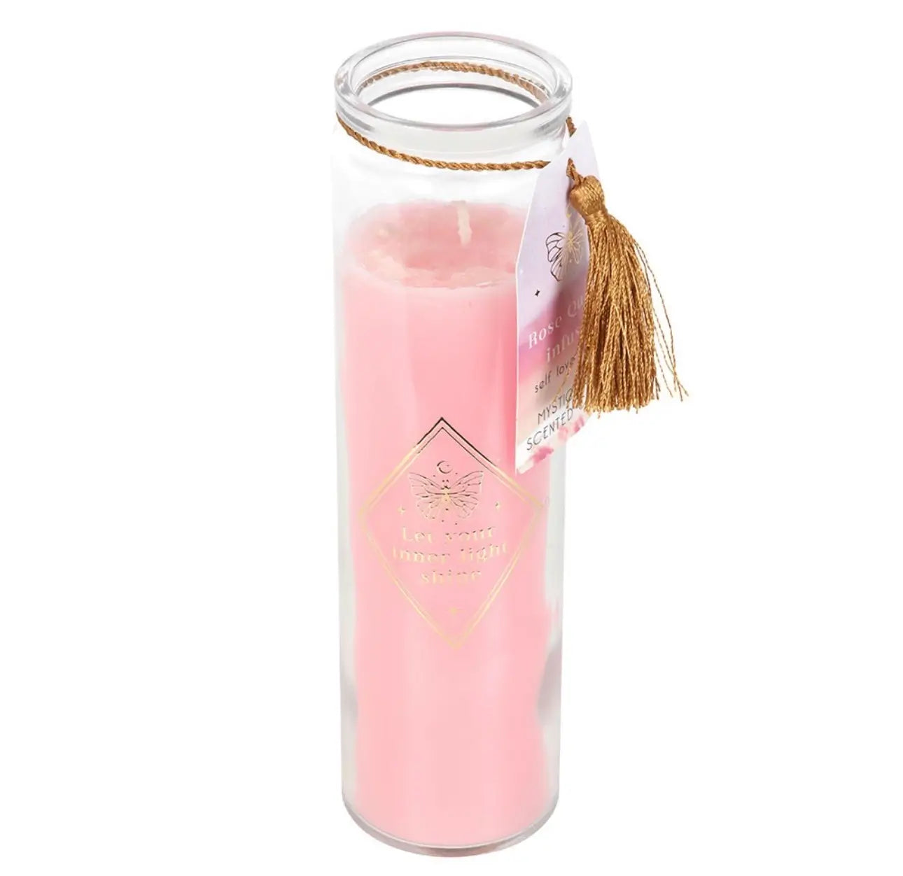 Vela Ritual Rosa Mística con Cuarzo Rosa – Amor, Sanación y Atracción 💖✨