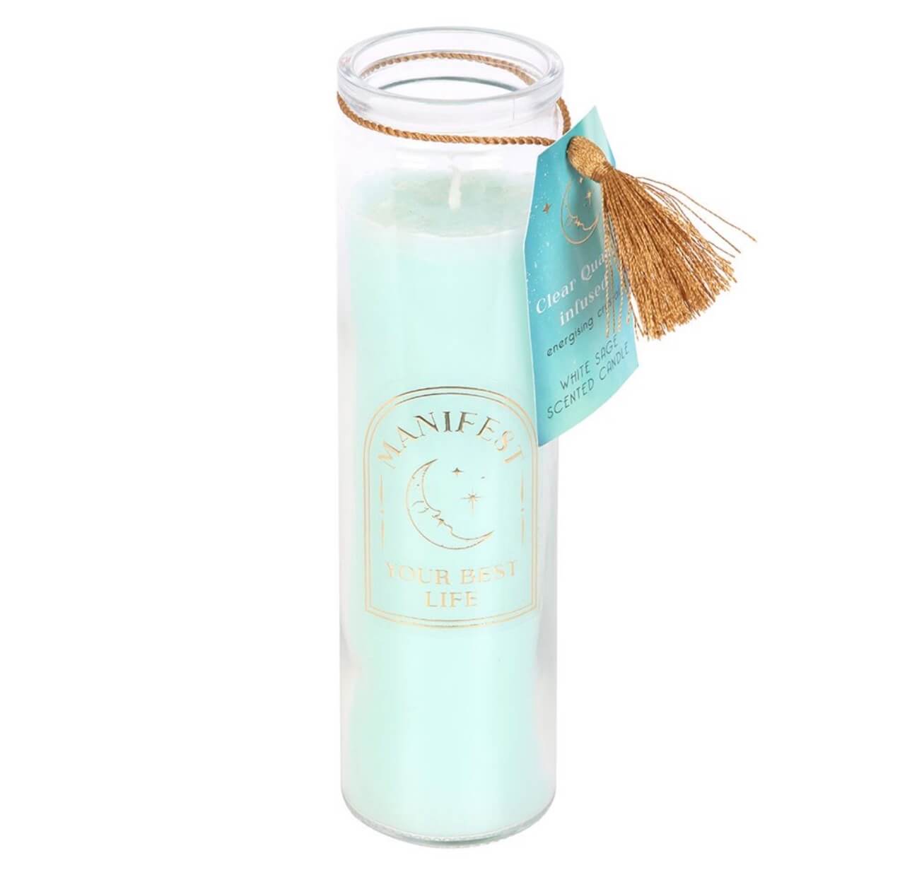 Vela Ritual Salvia Blanca con Cuarzo – Manifiesta la Vida que Deseas ✨🔮